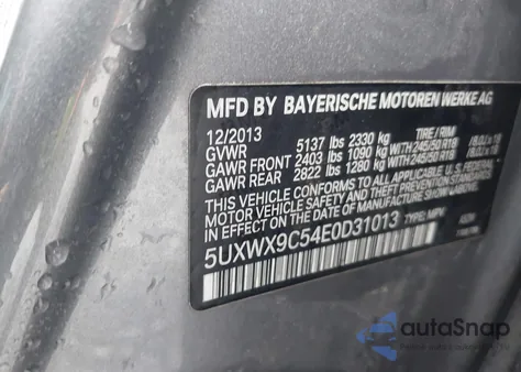 2014 BMW X3 xDrive28I from USA, damaged, VIN 5UXWX9C54E0D31013